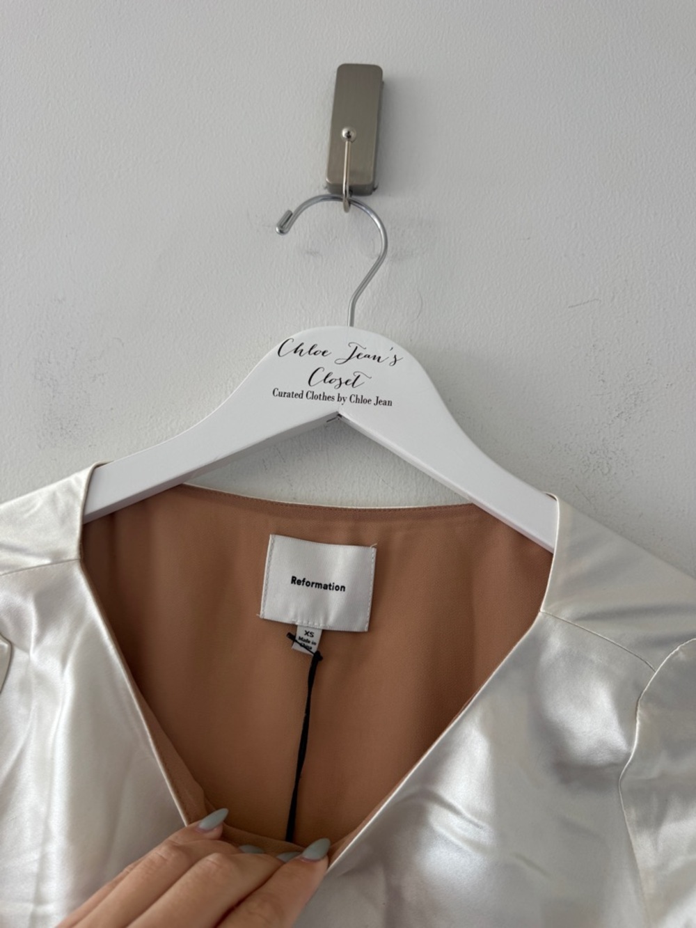 REFORMATION Blanche Silk Dress in Ivory - Picture 3 of 11